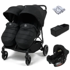 Puggle Urban City Easyfold Twin (Alston Car Seat) Travel System Bundle With +1 Soft Carrycot - Storm Black
