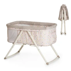 Hauck 2in1 Bedside Crib / Folding Travel Cot - Multi Dot Sand