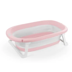 Dolu Travel Fold Flat Infant Baby Bathtub - White & Pink