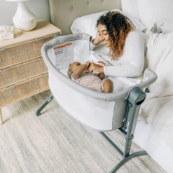 Mee-Go 2in1 Go-Sleeper Cot, Travel Cot & Side Crib - Grey