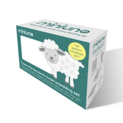 Mini Uno Little Baa Lamb 5 Piece Cot / Cot Bed Quilt, Bumper, Blanket Bedding Set - Grey Swirls -Best Baby Sale Store 10 miniuno Lamb Coverlet Close Up