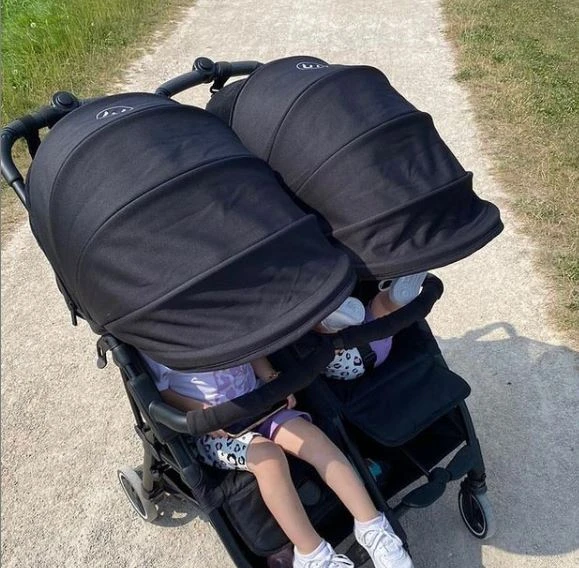 Baby Monsters Kuki Lightweight (9.8kg) Twin Double Pushchair With Raincover - Black 4 Baby Monsters Kuki Lightweight (9.8kg) Twin Double Pushchair With Raincover - Black - Image 2
