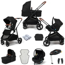 Puggle Monaco XT 3in1 I-Size Travel System With Changing Bag & ISOFIX Base - Storm Black