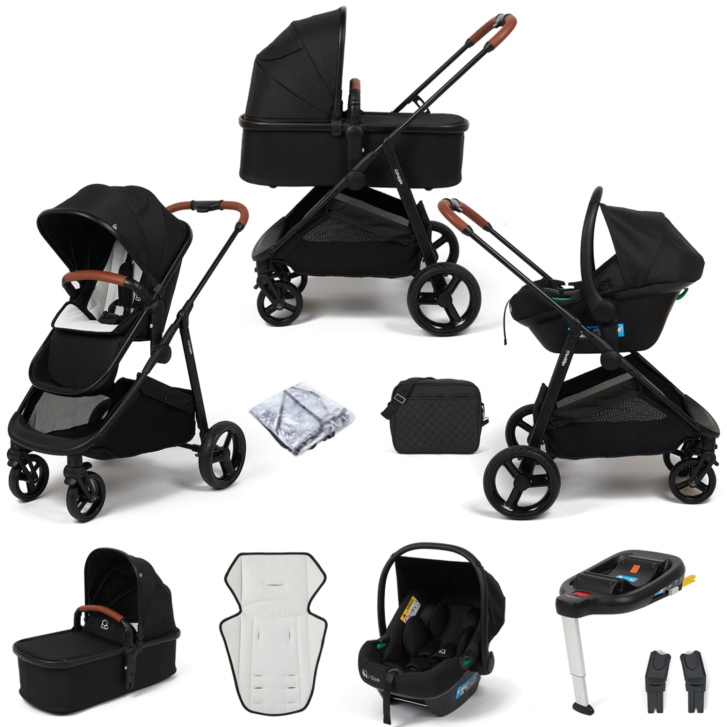 Puggle Monaco XT 3in1 I-Size Travel System With Changing Bag & ISOFIX Base - Storm Black 3 Puggle Monaco XT 3in1 I-Size Travel System With Changing Bag & ISOFIX Base - Storm Black