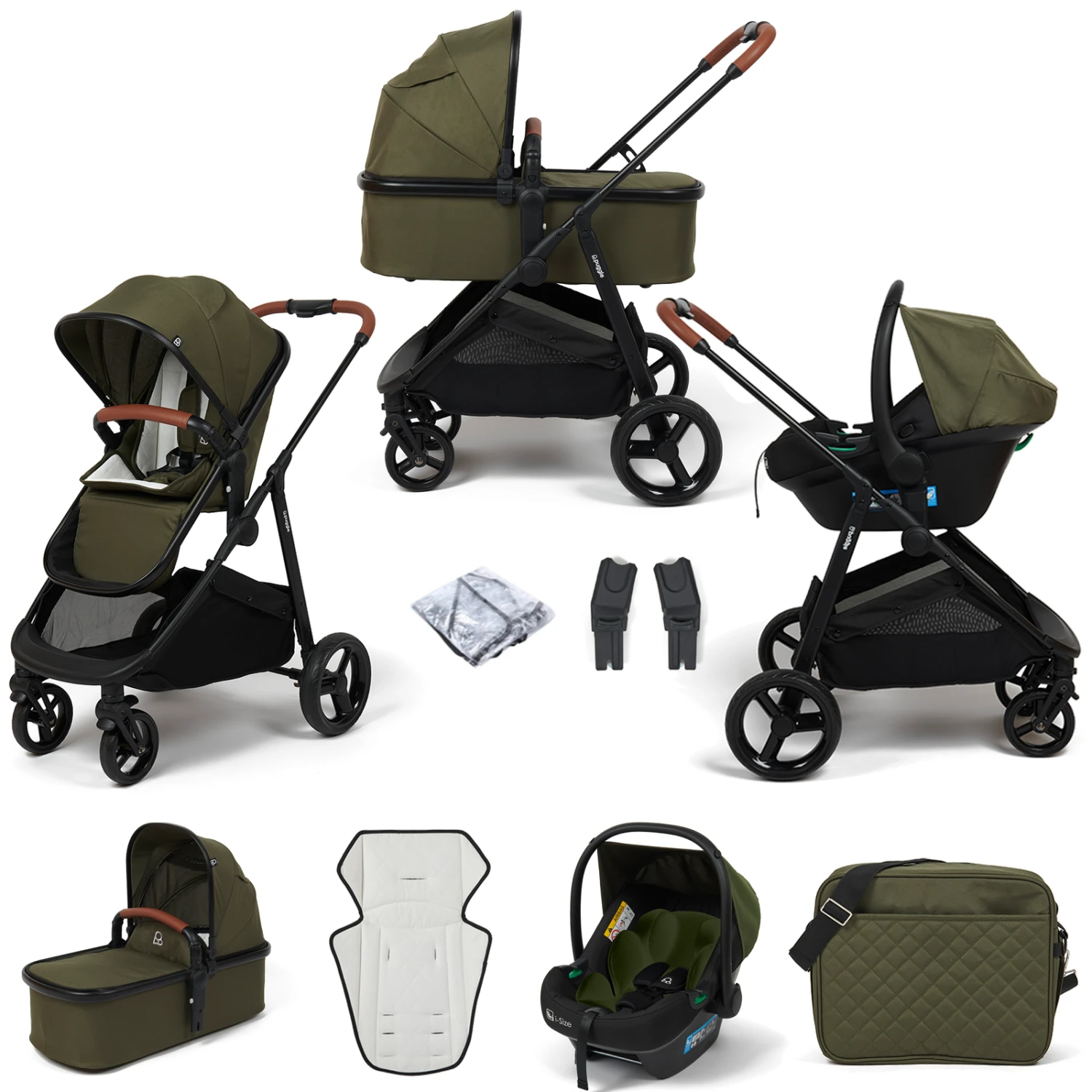 Puggle Monaco XT 3in1 I-Size Travel System With Changing Bag - Forest Green 3 Puggle Monaco XT 3in1 I-Size Travel System With Changing Bag - Forest Green