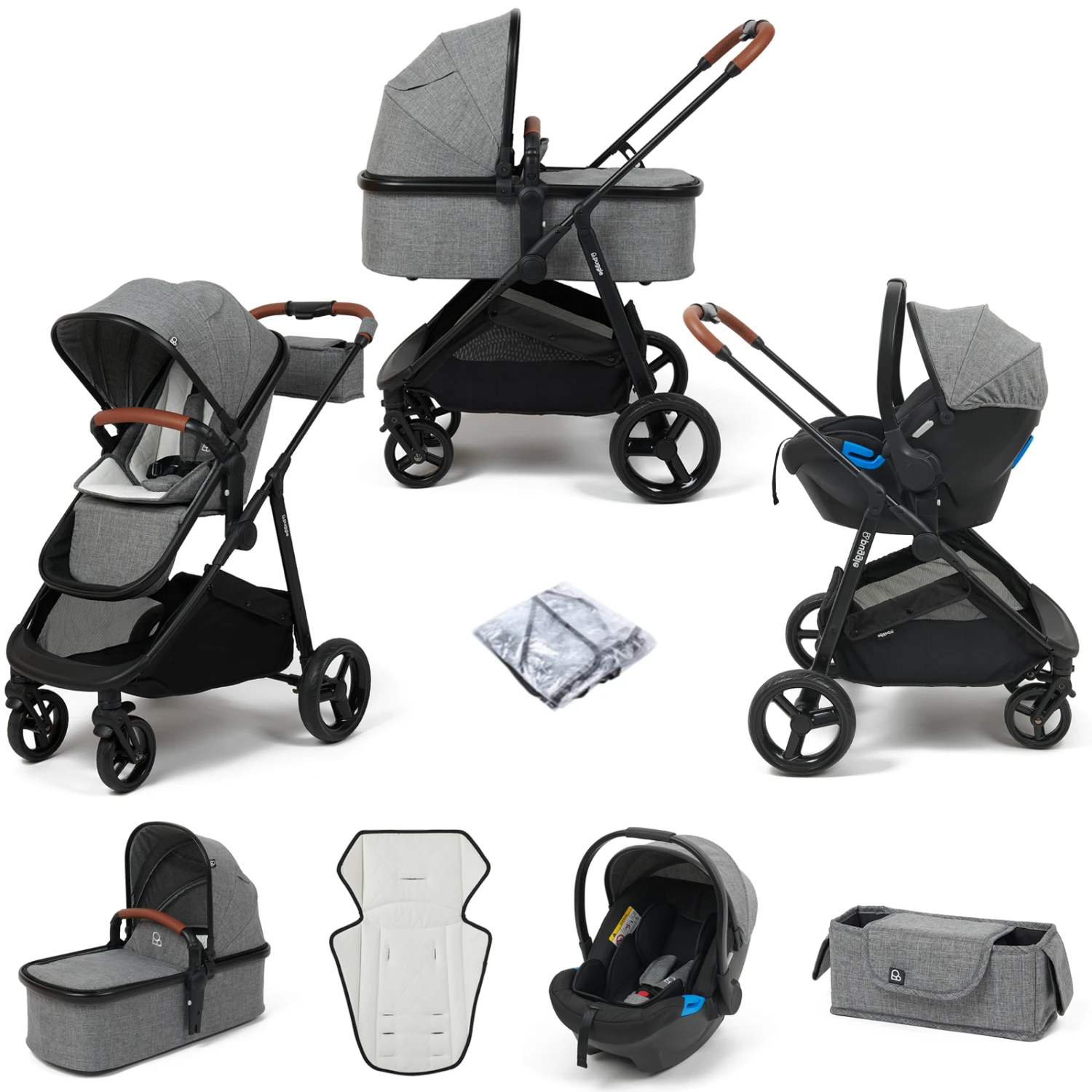 Puggle Monaco XT 3in1 Travel System With Organiser - Graphite Grey 3 Puggle Monaco XT 3in1 Travel System With Organiser - Graphite Grey
