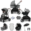 Puggle Monaco XT 3in1 I-Size Travel System With Changing Bag & ISOFIX Base - Graphite Grey