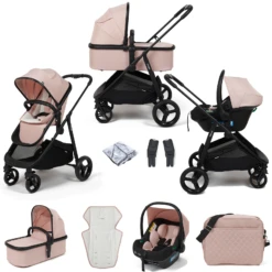Puggle Monaco XT 3in1 I-Size Travel System With Changing Bag - Blush Pink