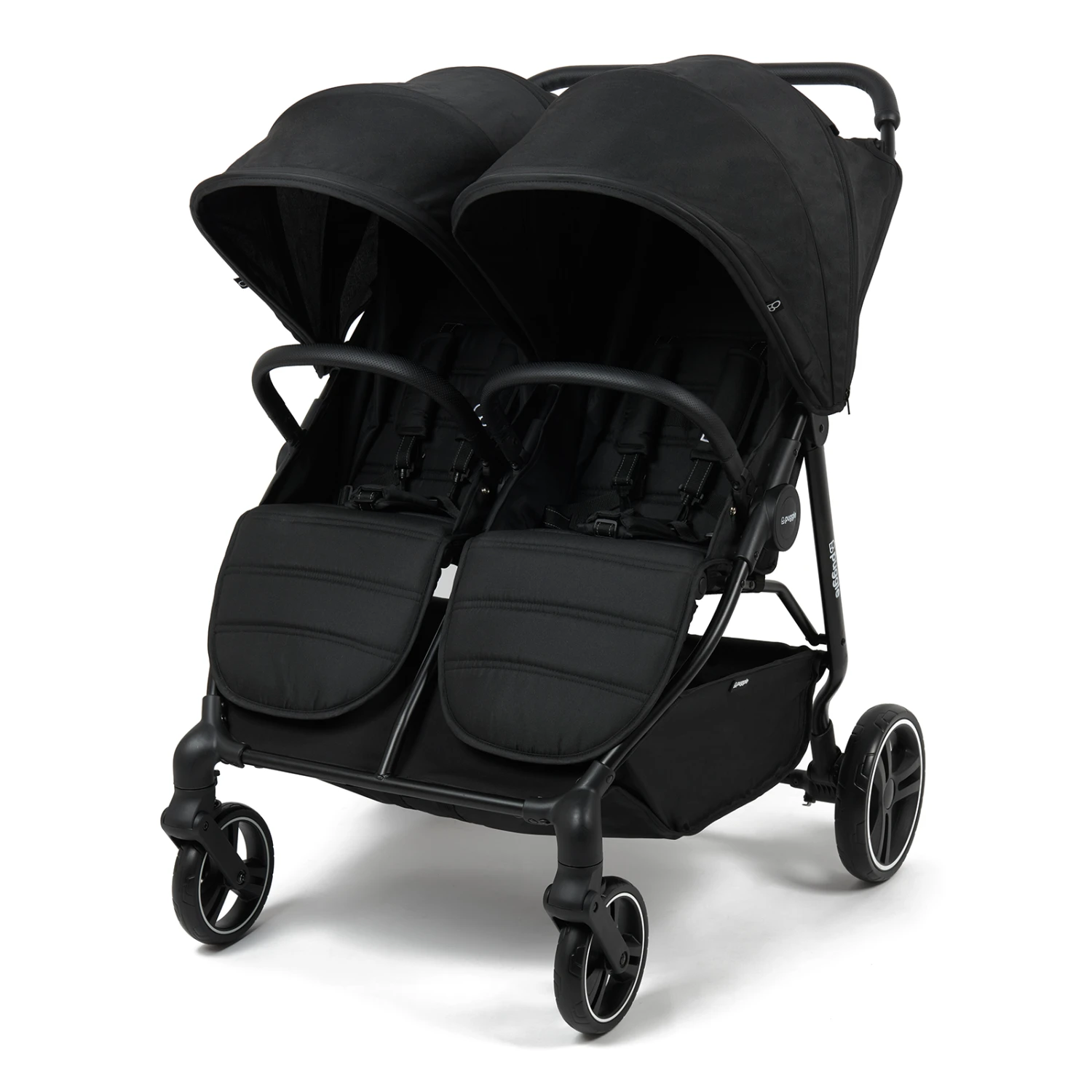 Puggle Urban City Easyfold Twin Double Pushchair + 1 Soft Carrycot - Storm Black 6 Puggle Urban City Easyfold Twin Double Pushchair + 1 Soft Carrycot - Storm Black - Image 4