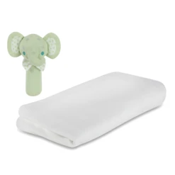 Mini Uno Little Ellie Elephant 5 Piece Cot / Cot Bed Quilt, Bumper, Blanket Bedding Set - Sage Spots -Best Baby Sale Store 4 96