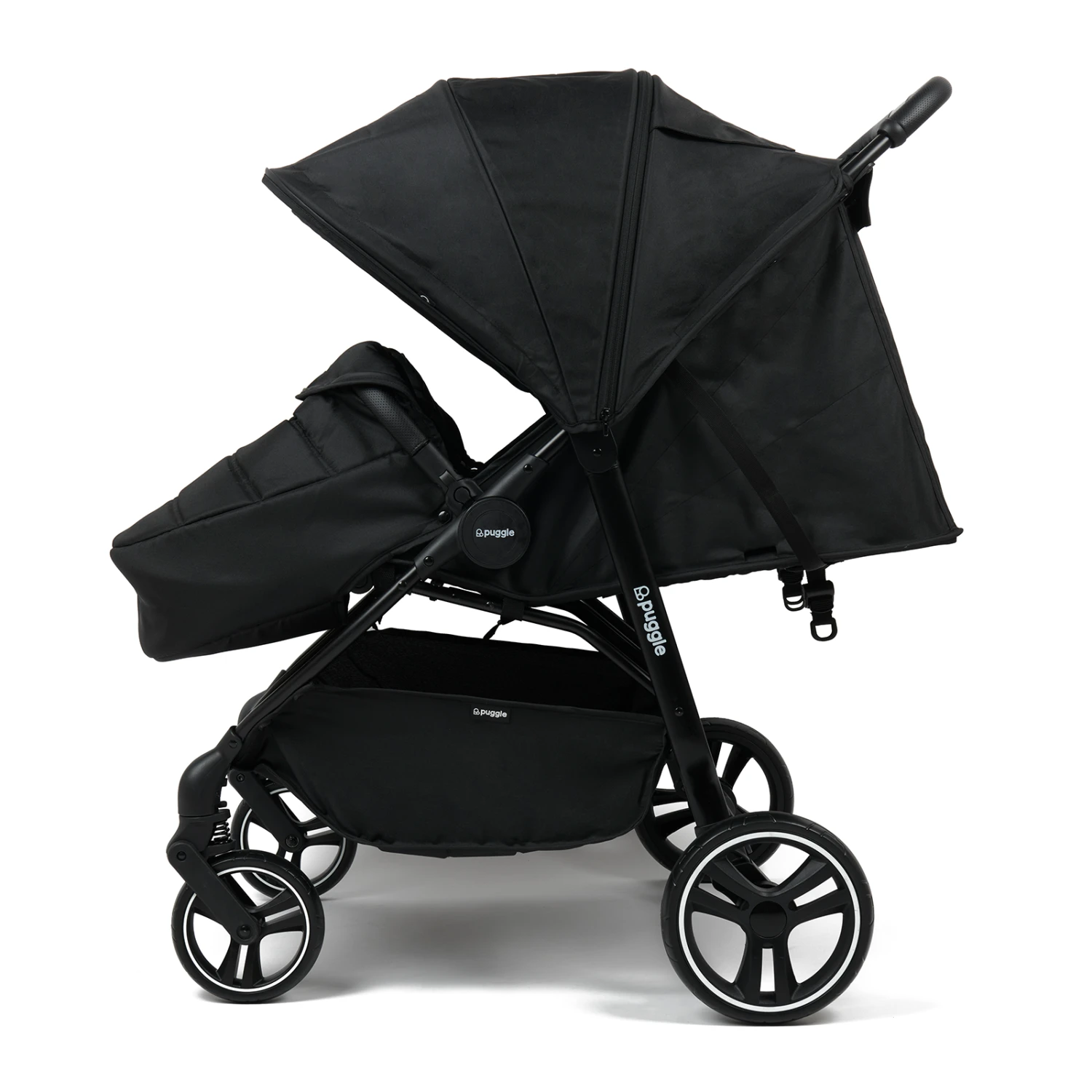 Puggle Urban City Easyfold Twin Double Pushchair + 1 Soft Carrycot - Storm Black 7 Puggle Urban City Easyfold Twin Double Pushchair + 1 Soft Carrycot - Storm Black - Image 5