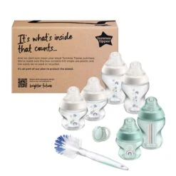 Tommee Tippee Closer To Nature 9pc Unisex Baby Bottle Starter Set - Green