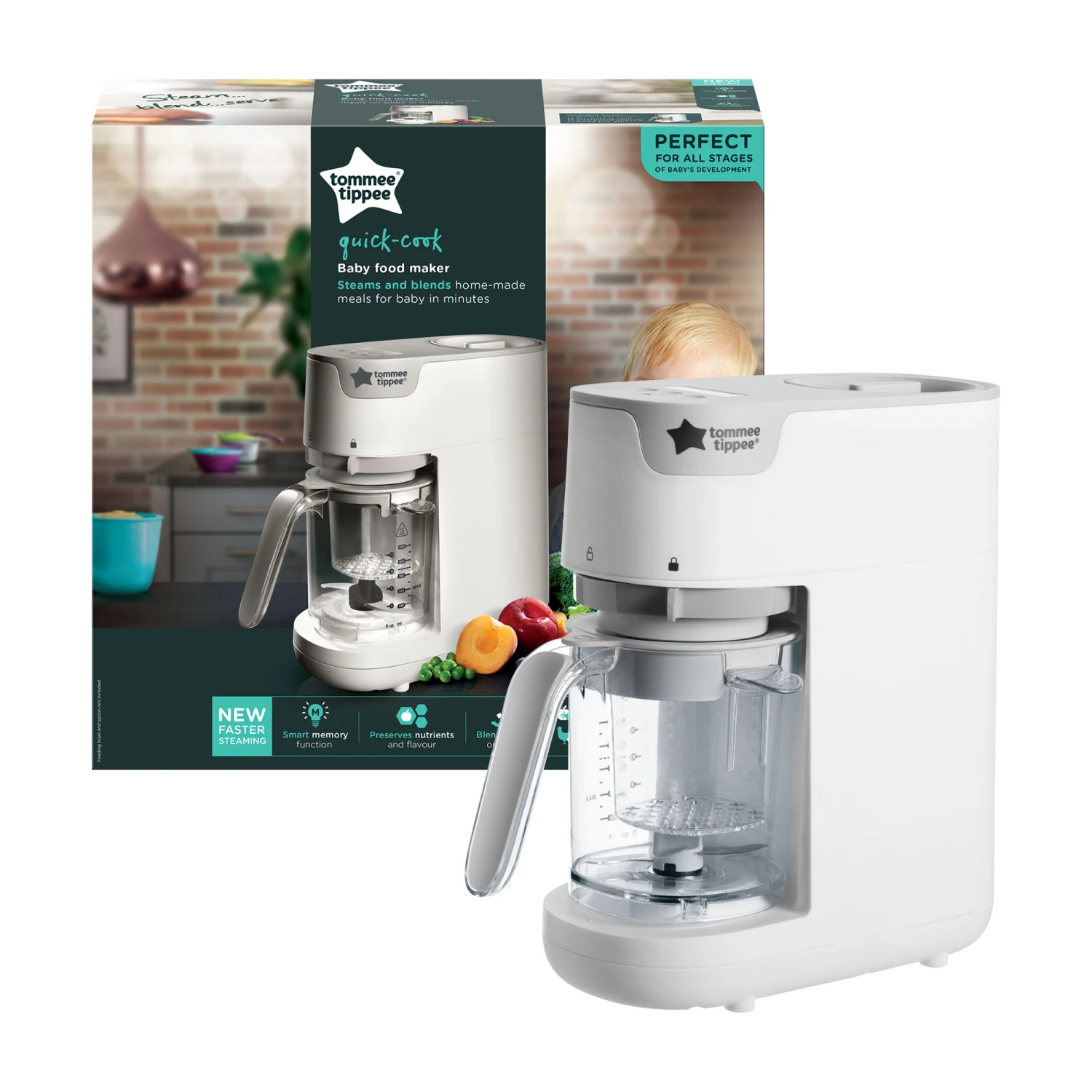 Tommee Tippee Quick Cook Steam Blender & Baby Food Maker - White 3 Tommee Tippee Quick Cook Steam Blender & Baby Food Maker - White
