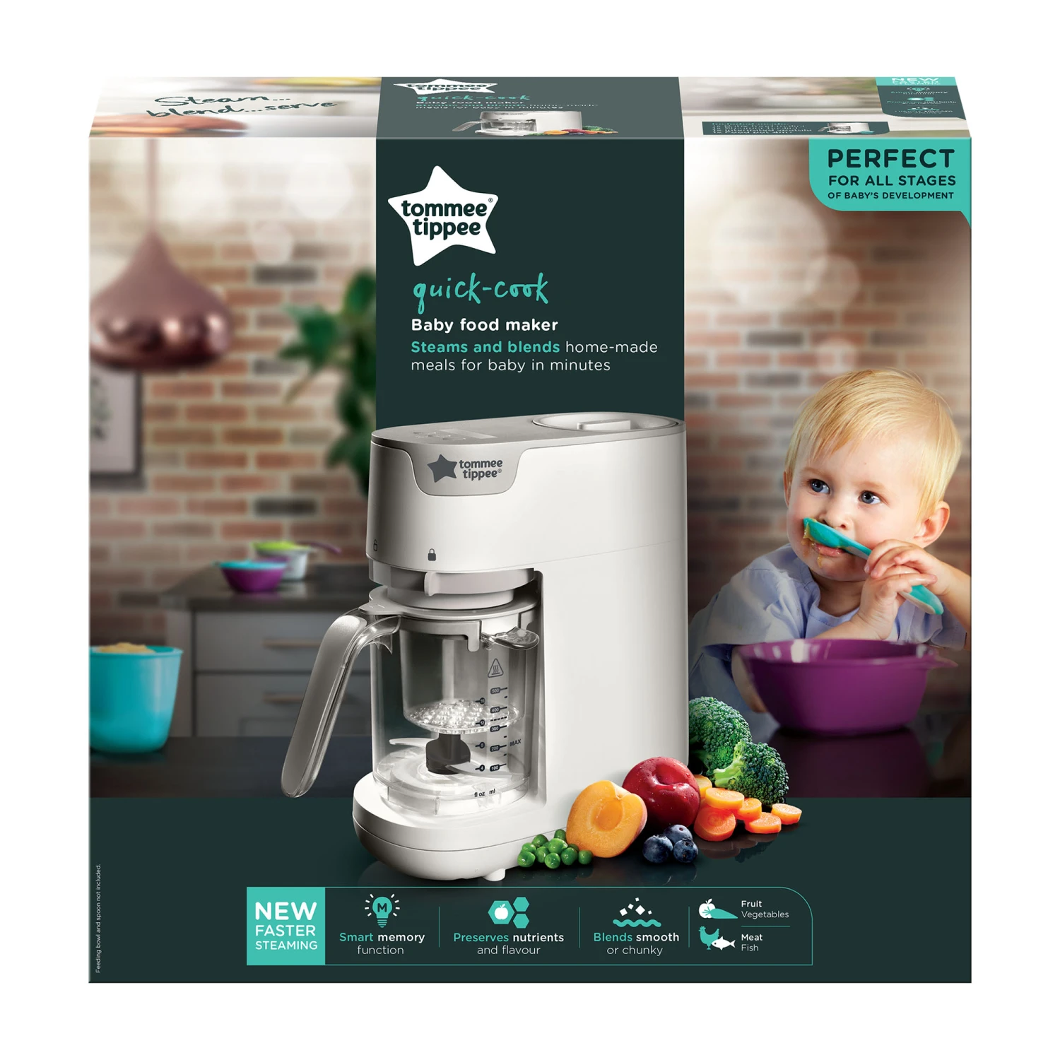 Tommee Tippee Quick Cook Steam Blender & Baby Food Maker - White 5 Tommee Tippee Quick Cook Steam Blender & Baby Food Maker - White - Image 3
