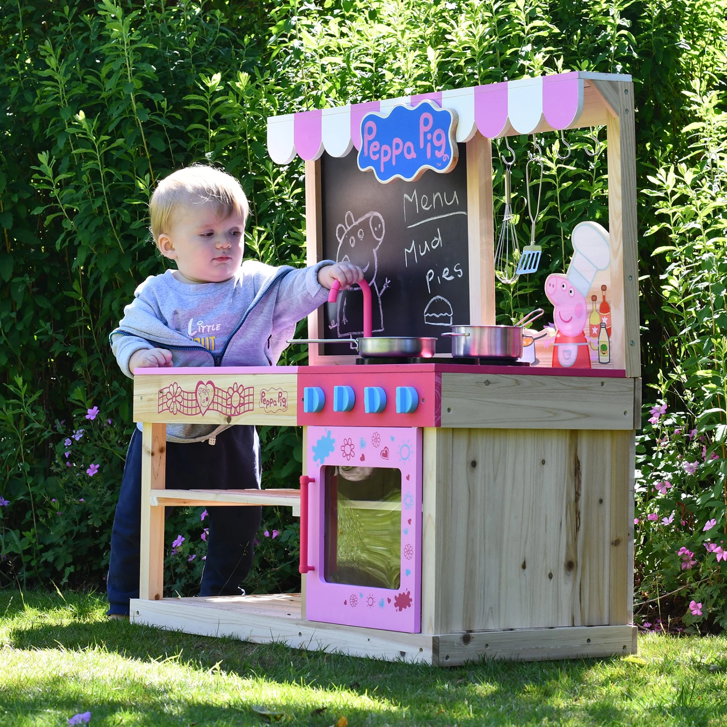 Peppa Pig Wooden Mud Kitchen With Accessories (3 - 6 Years) - Pink 10 Peppa Pig Wooden Mud Kitchen With Accessories (3 - 6 Years) - Pink - Image 8