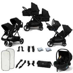 Puggle Memphis 2-in-1 Duo I-Size Double Travel System - Midnight Black