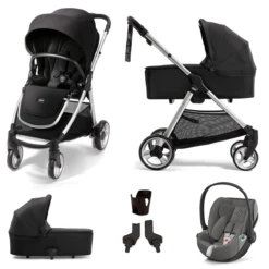 Mamas & Papas Flip XT2 (Cloud Z2 Car Seat) Travel System With Carrycot - Black