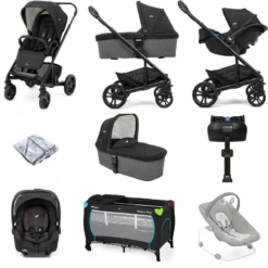 Joie Chrome (Gemm) Everything You Need Travel System Bundle With Carrycot & ISOFIX Base - Shale