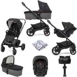 Joie Chrome (Gemm) Travel System With Carrycot & ISOFIX Base - Shale