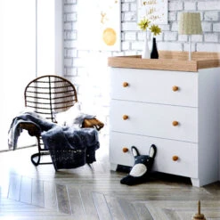 Puggle Henbury Cot Bed 3 Piece Nursery Furniture Set - White & Oak -Best Baby Sale Store ClassicMilanoDresser WhiteandOak 2