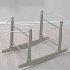 4Baby My Little Star Palm Moses Basket With Rocking Stand - White/Grey -Best Baby Sale Store CuddlesNaturalStand 1