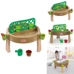 Dolu 4 In 1 Indoor/Outdoor Gardening, Water & Sand Activity Table - Brown (2 - 7 Years)