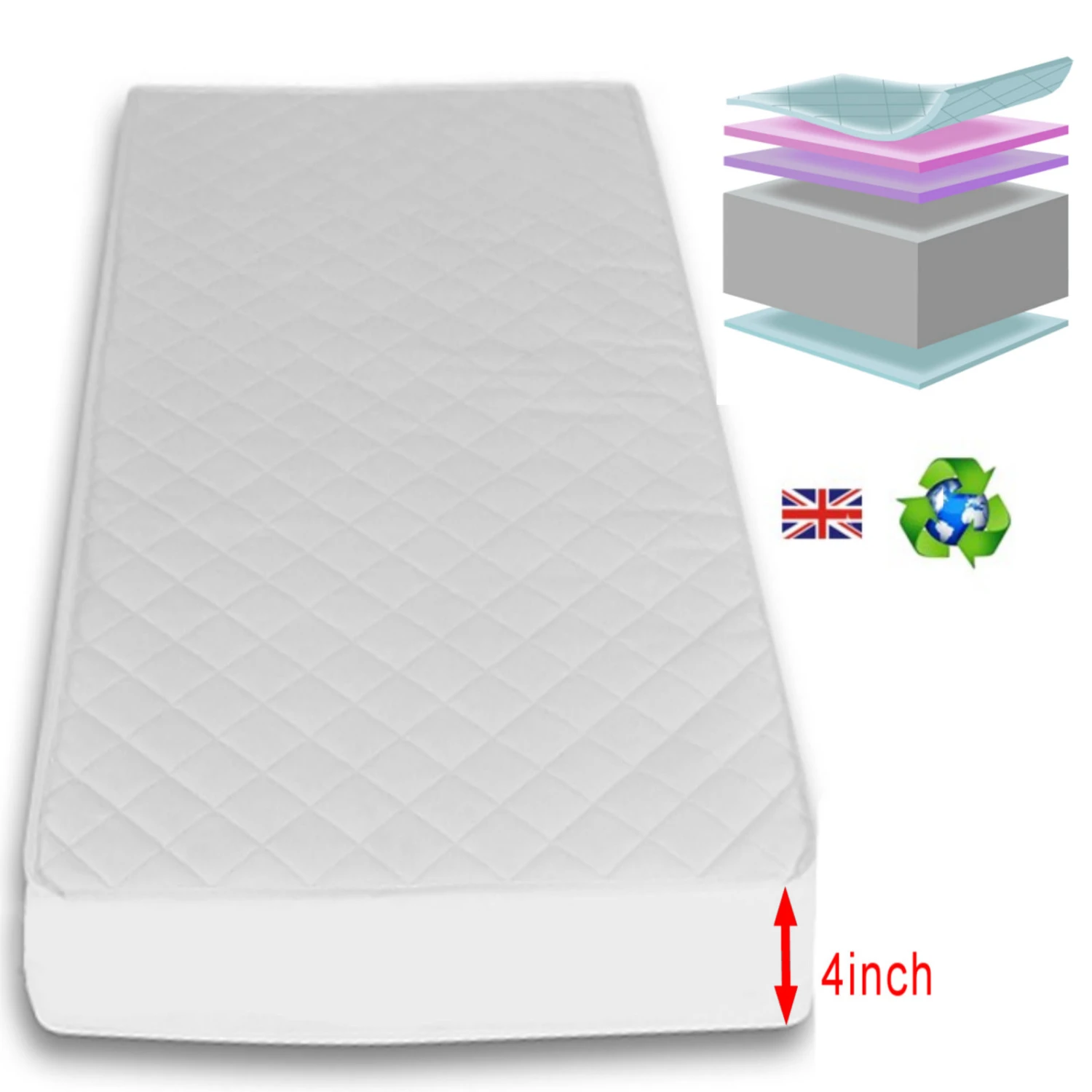 Puggle Chelford Sleigh Cot With Drawer + Little Acorns Dresser + Fibre Mattress - Classic Grey 4 Puggle Chelford Sleigh Cot With Drawer + Little Acorns Dresser + Fibre Mattress - Classic Grey - Image 2