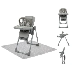 Puggle Foodie Eat & 9 In 1 Highchair & Splash Mat From Birth - Mist Grey