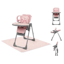 Puggle Foodie Eat & 9 In 1 Highchair & Splash Mat From Birth - Blush Pink