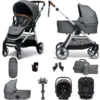 Mamas & Papas Flip XT2 10pc Essentials (i-Snug 2 0+ & Lockton 0+123) Travel System With Carrycot & ISOFIX Base - Fossil Grey -Best Baby Sale Store FlipXT2TravelSystemwithAccISOFIXLockton