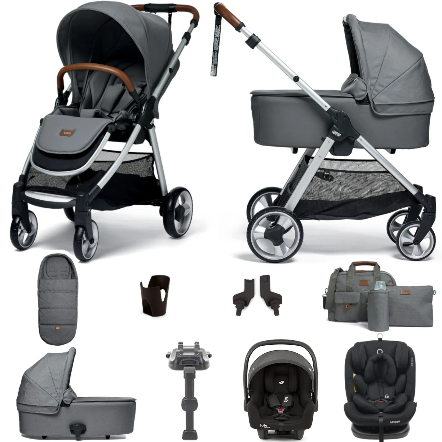 Mamas & Papas Flip XT2 10pc Essentials (i-Snug 2 0+ & Lockton 0+123) Travel System With Carrycot & ISOFIX Base - Fossil Grey 3 Mamas & Papas Flip XT2 10pc Essentials (i-Snug 2 0+ & Lockton 0+123) Travel System With Carrycot & ISOFIX Base - Fossil Grey