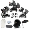 Puggle Memphis 2-in-1 Duo I-Size Double Twin Travel System With ISOFIX Base – Platinum Grey -Best Baby Sale Store GreyHero 2
