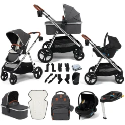 Puggle Memphis 3-in-1 I-Size Travel System With ISOFIX Base - Platinum Grey