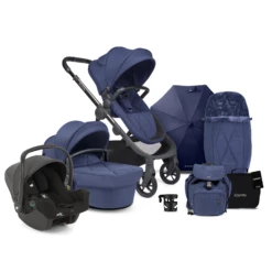 ICandy Orange 3 Complete 15 Piece Travel System Bundle With I-Snug 2 Car Seat & Parasol - Royal Blue