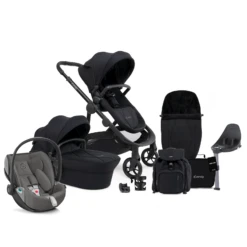 ICandy Orange 3 Complete 14 Piece Travel System Bundle With Cloud Z2 Car Seat & ISOFIX Base - Black Edition