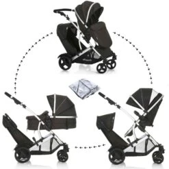 Hauck Duett 2 Tandem Pushchair - Slate Black