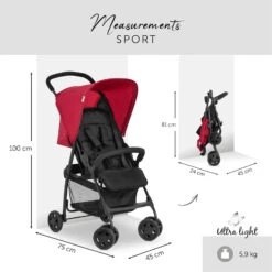 Hauck Sport Pushchair Stroller With Raincover - Red -Best Baby Sale Store HauckSportPushchairRed2