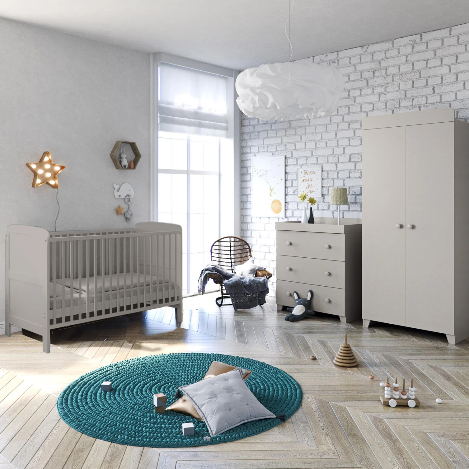 Puggle Henbury Cot Bed 5 Piece Nursery Furniture Set With Essential Spring Mattress - Classic Grey 3 Puggle Henbury Cot Bed 5 Piece Nursery Furniture Set With Essential Spring Mattress - Classic Grey