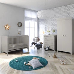 Puggle Henbury Cot Bed 4 Piece Nursery Furniture Set - Classic Grey