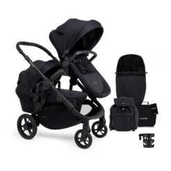 ICandy Orange 3 Double Pushchair & Carrycot Complete 19 Pieces Bundle - Black Edition