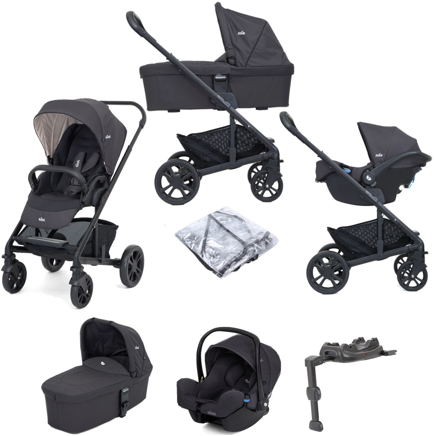 Joie Chrome Trio (I-Snug) Travel System With Carrycot & ISOFIX Base - Ember 3 Joie Chrome Trio (I-Snug) Travel System With Carrycot & ISOFIX Base - Ember