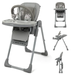 Puggle Foodie Eat & Play 9 In 1 Hi-Lo Highchair From Birth - Mist Grey