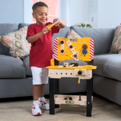 JCB 30 Piece Wooden Tool Workbench - Yellow (3 - 6 Years)