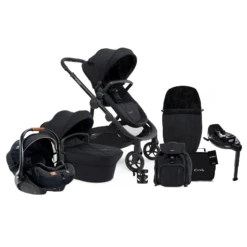 ICandy Orange 3 Complete 14 Piece Travel System Bundle With I-Level Car Seat & Rotating ISOFIX Base - Black Edition