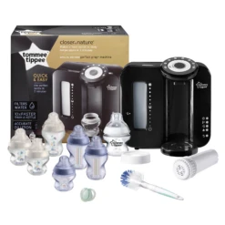 Tommee Tippee 10pc Perfect Prep Machine Baby Bottle Feeding Bundle - Black / Blue
