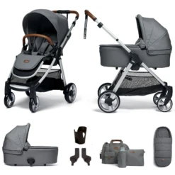 Mamas & Papas Flip XT2 (6pc) 2in1 Pushchair Stroller With Carrycot - Fossil Grey