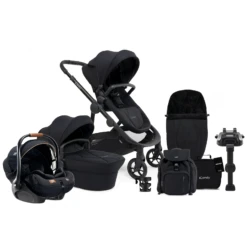 ICandy Orange 3 Complete 14 Piece Travel System Bundle With I-Level Car Seat & ISOFIX Base - Black Edition