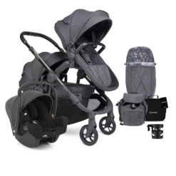 ICandy Orange 3 Double With I-Snug 2 Car Seat Complete 20 Piece Travel System Bundle - Dark Slate Marl Phantom
