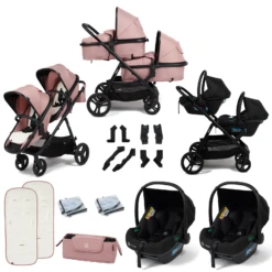 Puggle Memphis 2-in-1 Duo I-Size Double Twin Travel System – Vintage Pink