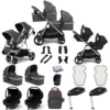 Puggle Memphis 3-in-1 Duo I-Size Double Twin Travel System With ISOFIX Base - Platinum Grey -Best Baby Sale Store HeroTwinDoubleBase Grey